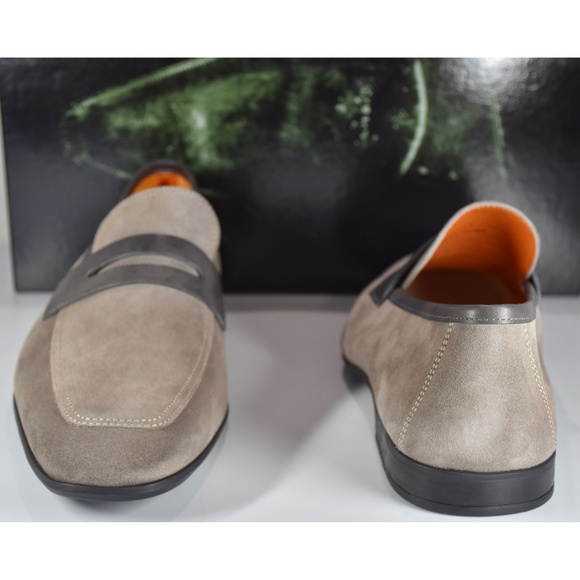 MAGNANNI MEN NIB $475 TIERRA GREY SUEDED LEATHER PENNY LOAFERS. SIZE 11 - Picture 5 of 11